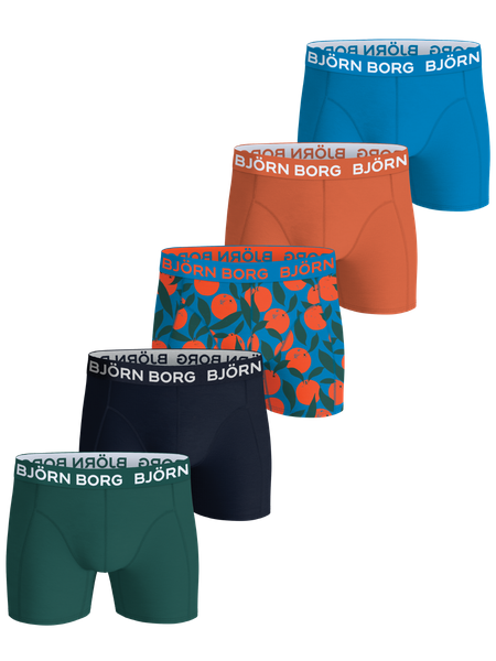 Björn Borg Cotton Stretch Boxers 5-pack Blå, 122-128