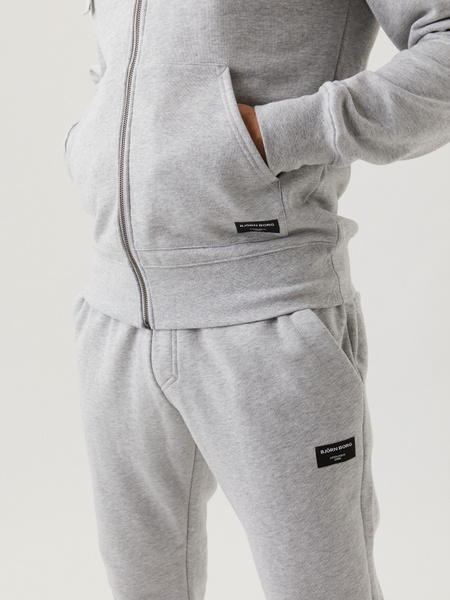 Björn Borg Centre Zip Hood i grått – mjuk huvtröja med dragkedja – baksida